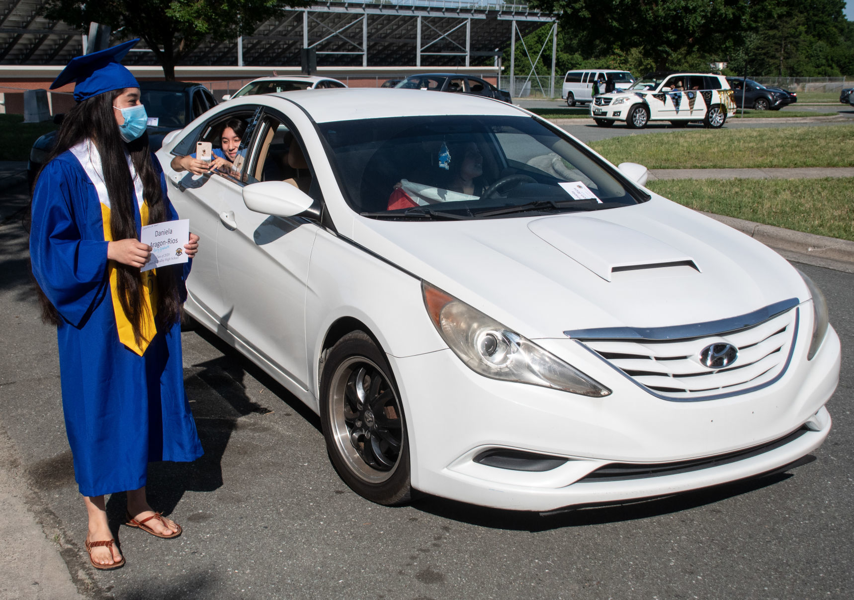 Dudley High School's drive-thru graduation